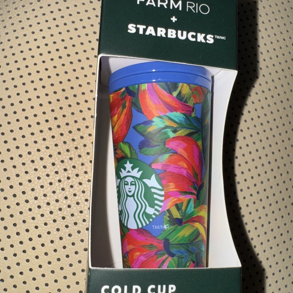 Starbucks x Farm Rio Brazilian Tropical Leaves Cold Cup Keychain T-0012